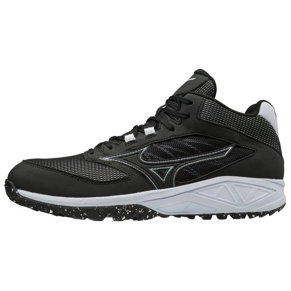 Zapatillas Beisbol Mizuno Dominant All Surface Mid Turf Hombre Negras/Blancas España QOPE-39865